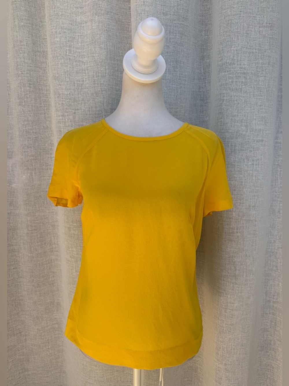 Tory Burch short sleeve bright yellow silk top blouse